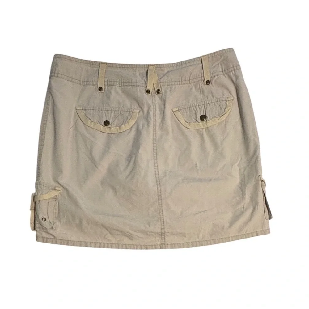 Faded Glory Originals Khaki Cargo Mini Skirt Washed Stone Cotton Size 10 Missy - Picture 2 of 5
